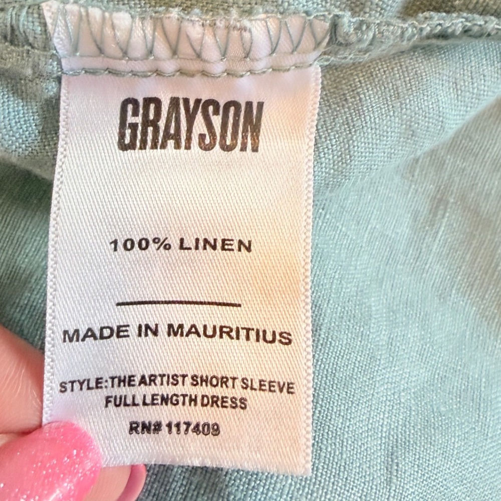 Maxi Shirt Dress in Light Blue - Women's Casual Linen Maxi - Picture 6 of 8